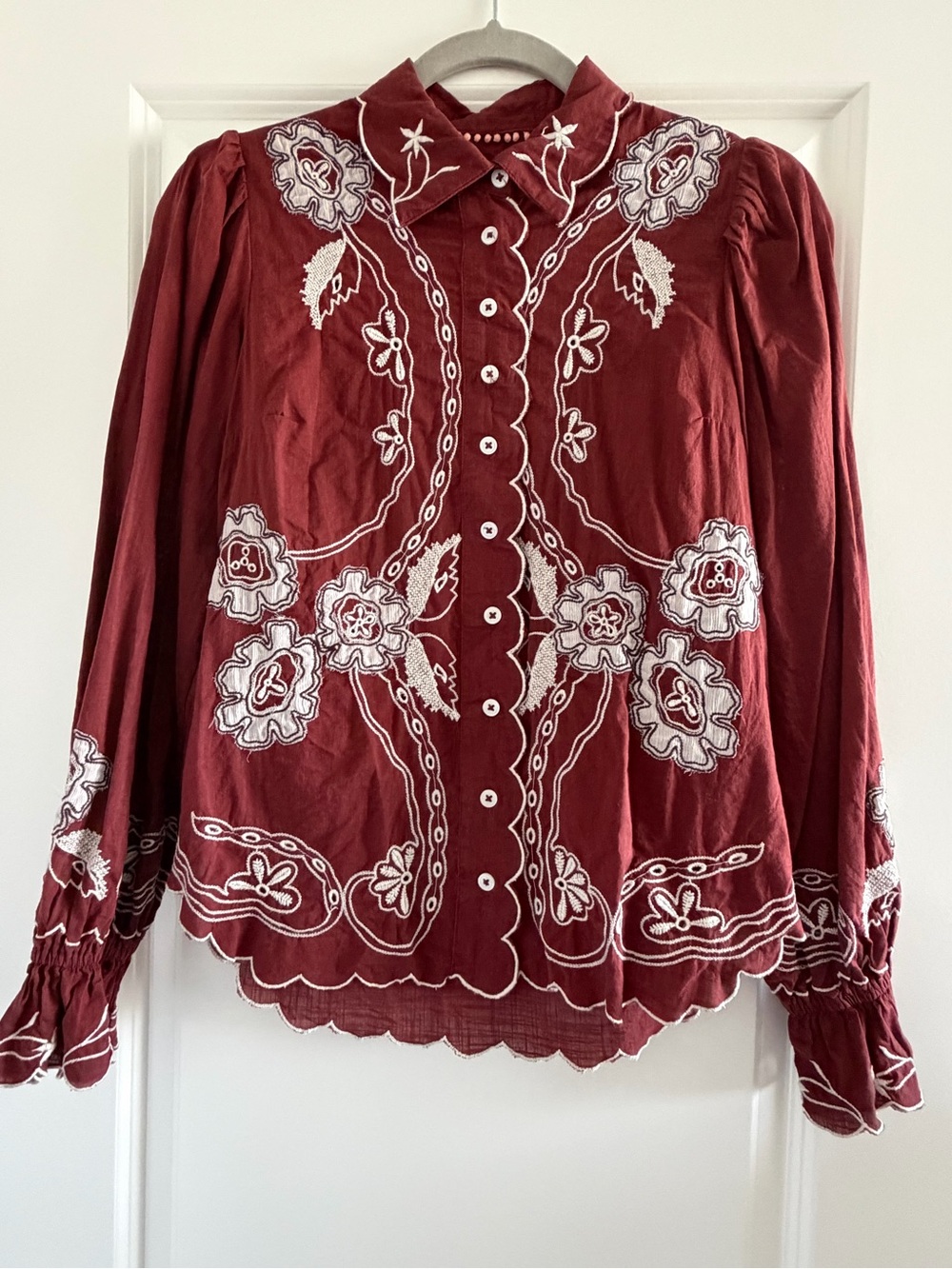 Anthropologie Embroidered Cowgirl Button Down Shirt - XS
